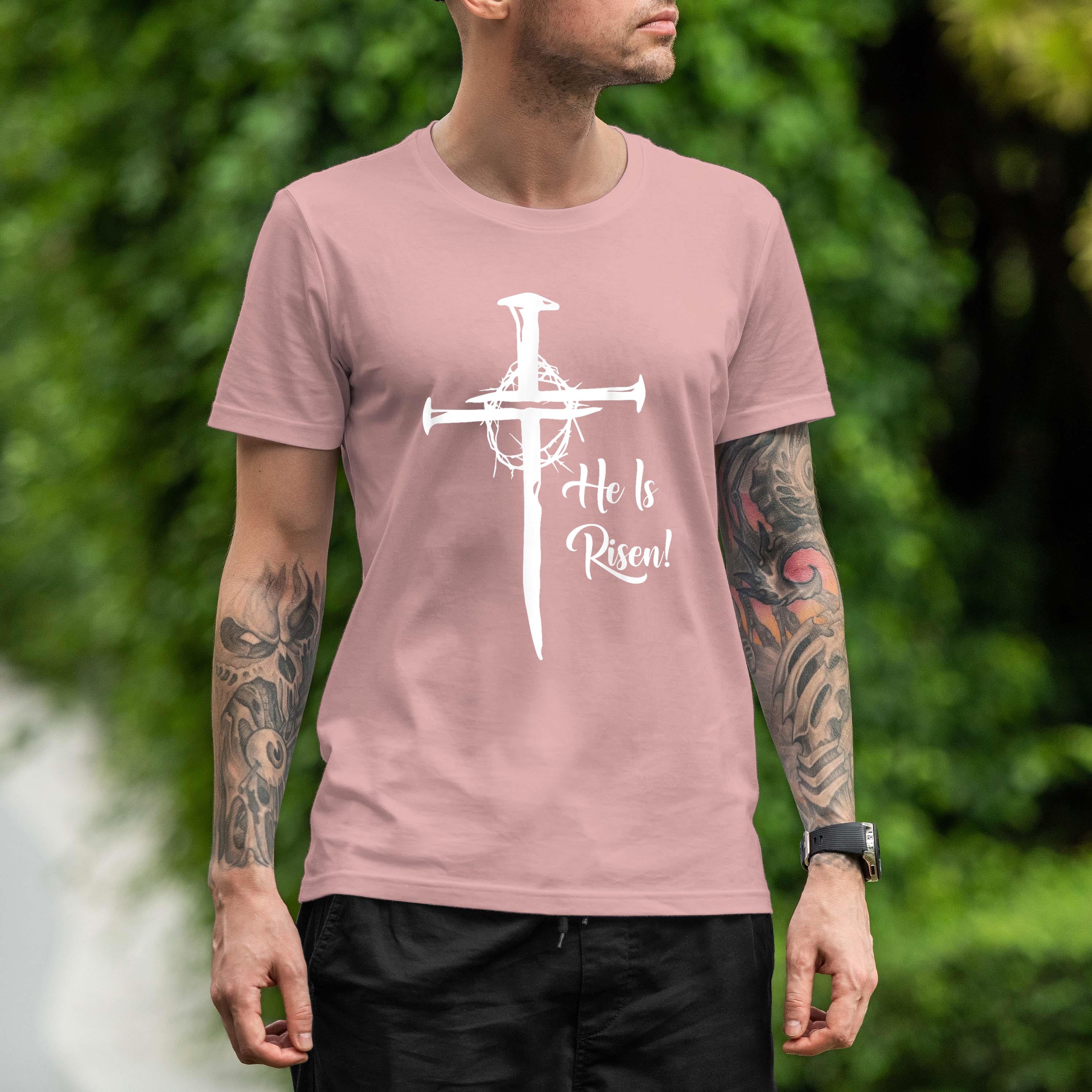 He Is Risen Happy Easter Day Christian Cross Jesus Men Women Shirt 